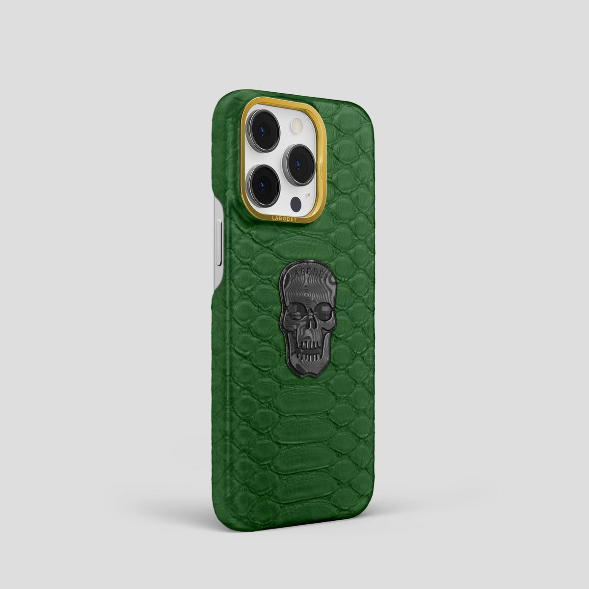 Green iPhone 14 Pro Classic Case Python with Gold Metal -2 | Green-Gold