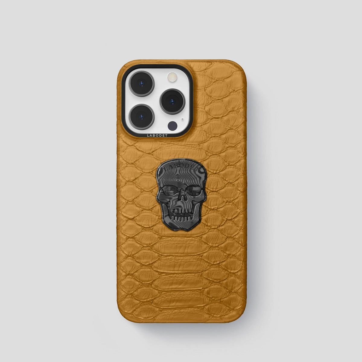 Honey iPhone 14 Pro Classic Case Python with Black Metal -1 | Honey-Black