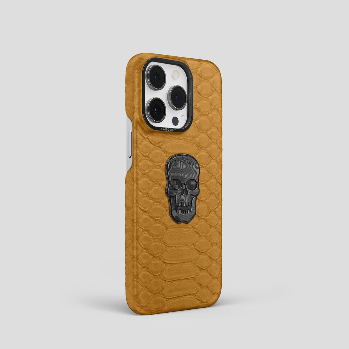 Honey iPhone 14 Pro Classic Case Python with Black Metal -2 | Honey-Black