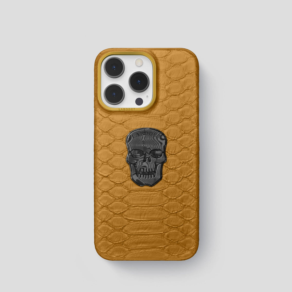 Honey iPhone 14 Pro Classic Case Python with Gold Metal -1 | Honey-Gold