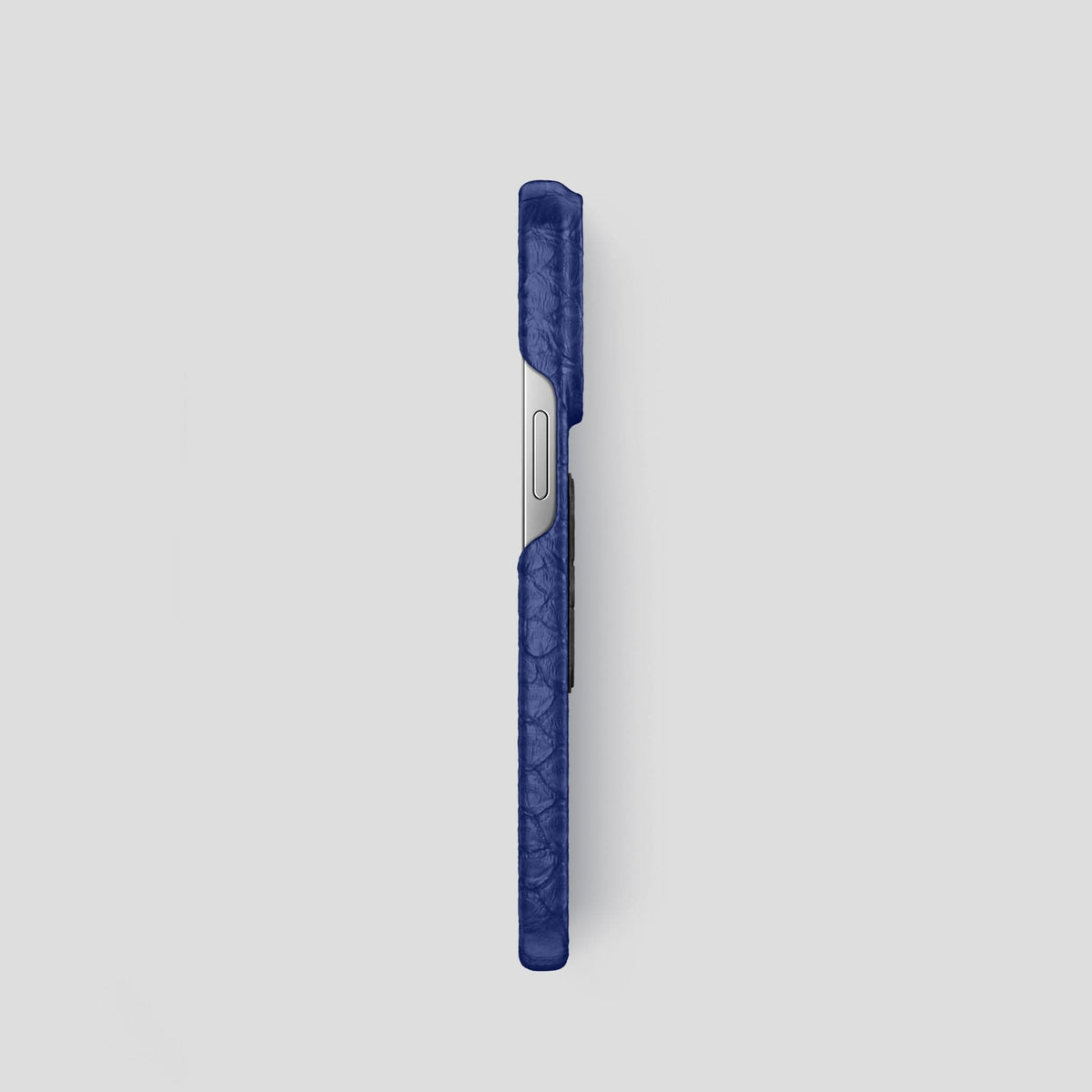 Navy Blue iPhone 14 Pro Classic Case Python with Steel Metal -3 | Navy-Blue-Steel