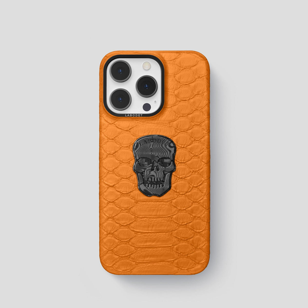 Orange iPhone 14 Pro Classic Case Python with Black Metal -1 | Orange-Black