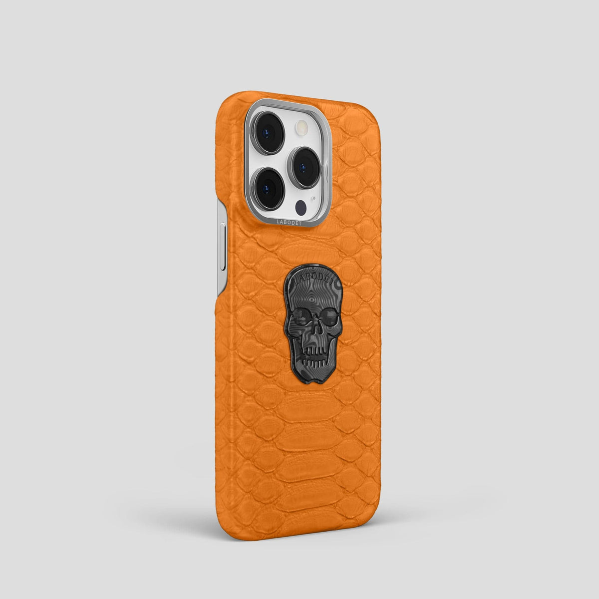 Orange iPhone 14 Pro Classic Case Python with Steel Metal -2 | Orange-Steel