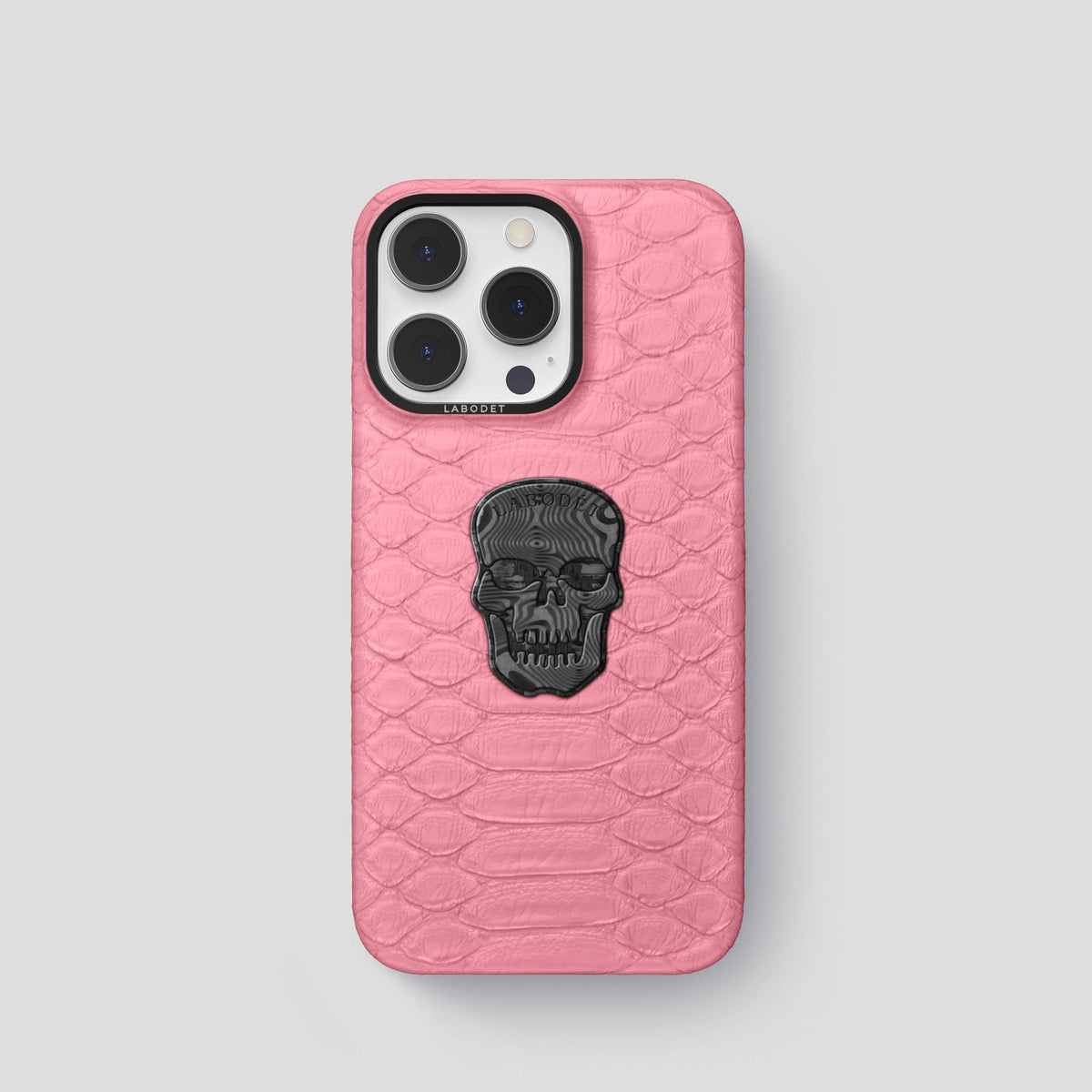 Pink iPhone 14 Pro Classic Case Python with Black Metal -1 | Pink-Black