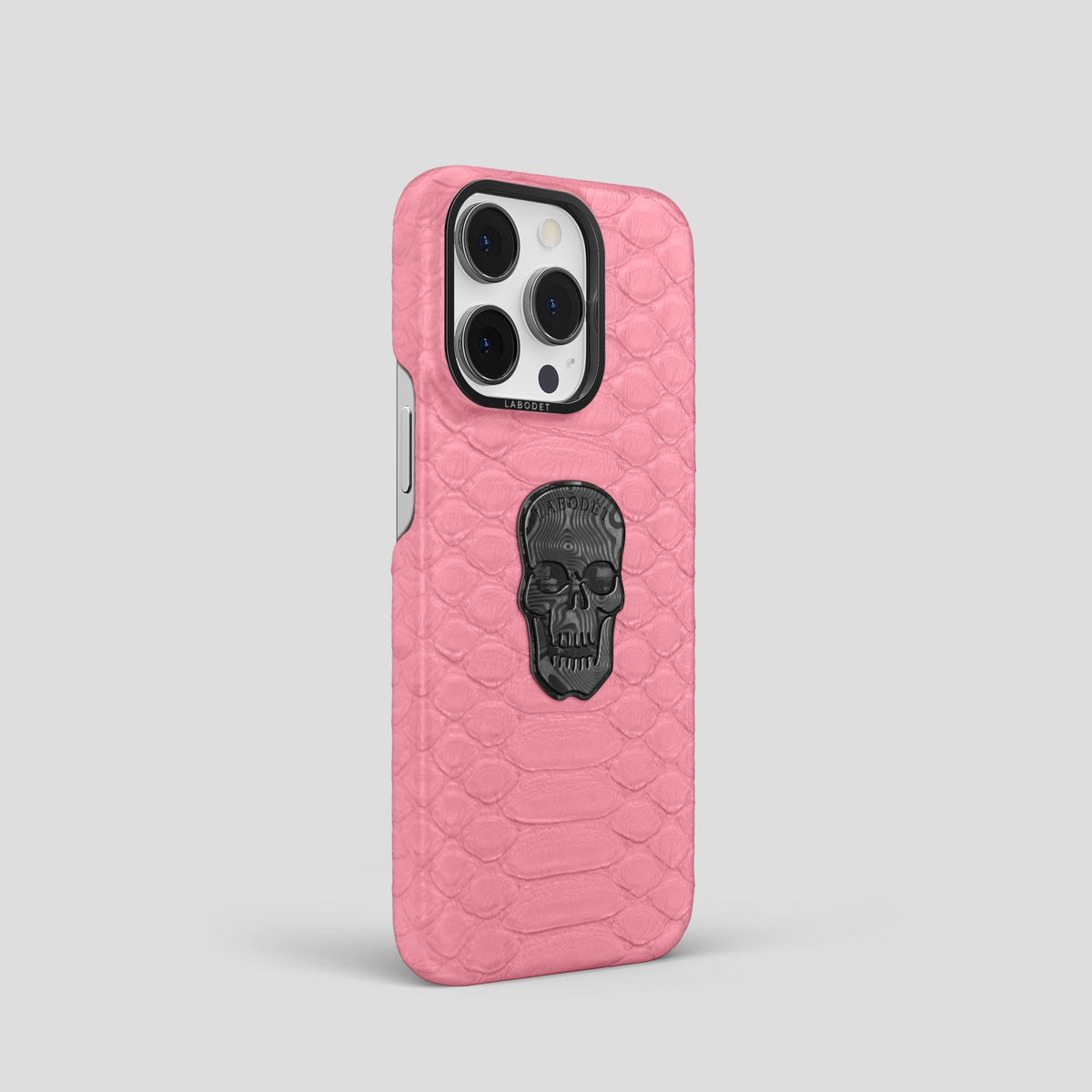 Pink iPhone 14 Pro Classic Case Python with Black Metal -2 | Pink-Black