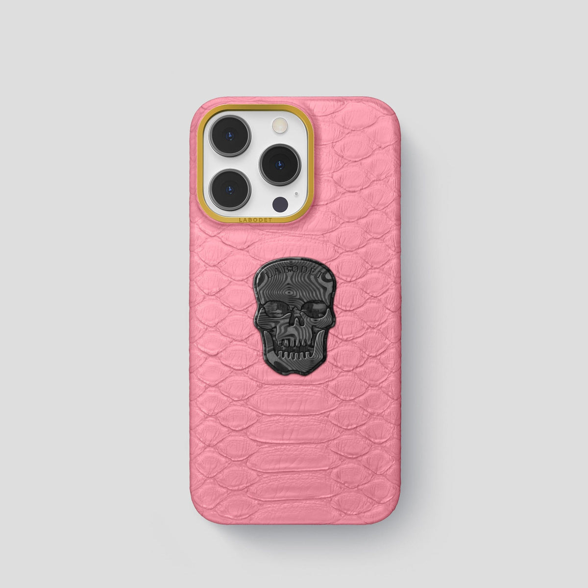 Pink iPhone 14 Pro Classic Case Python with Gold Metal -1 | Pink-Gold