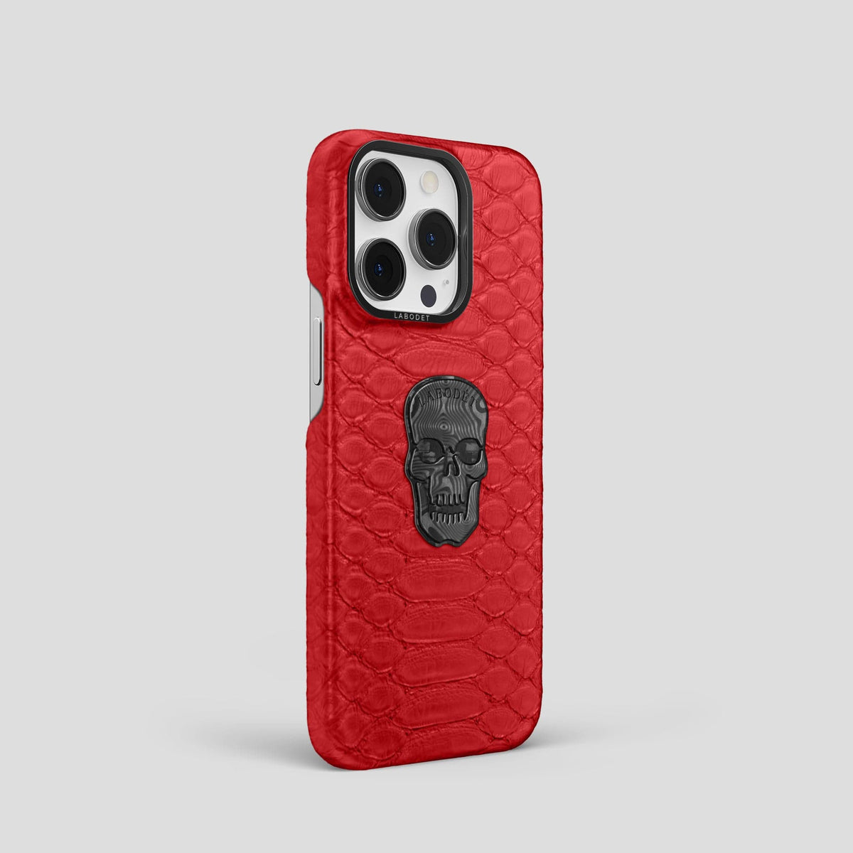 Red iPhone 14 Pro Classic Case Python with Black Metal -2 | Red-Black