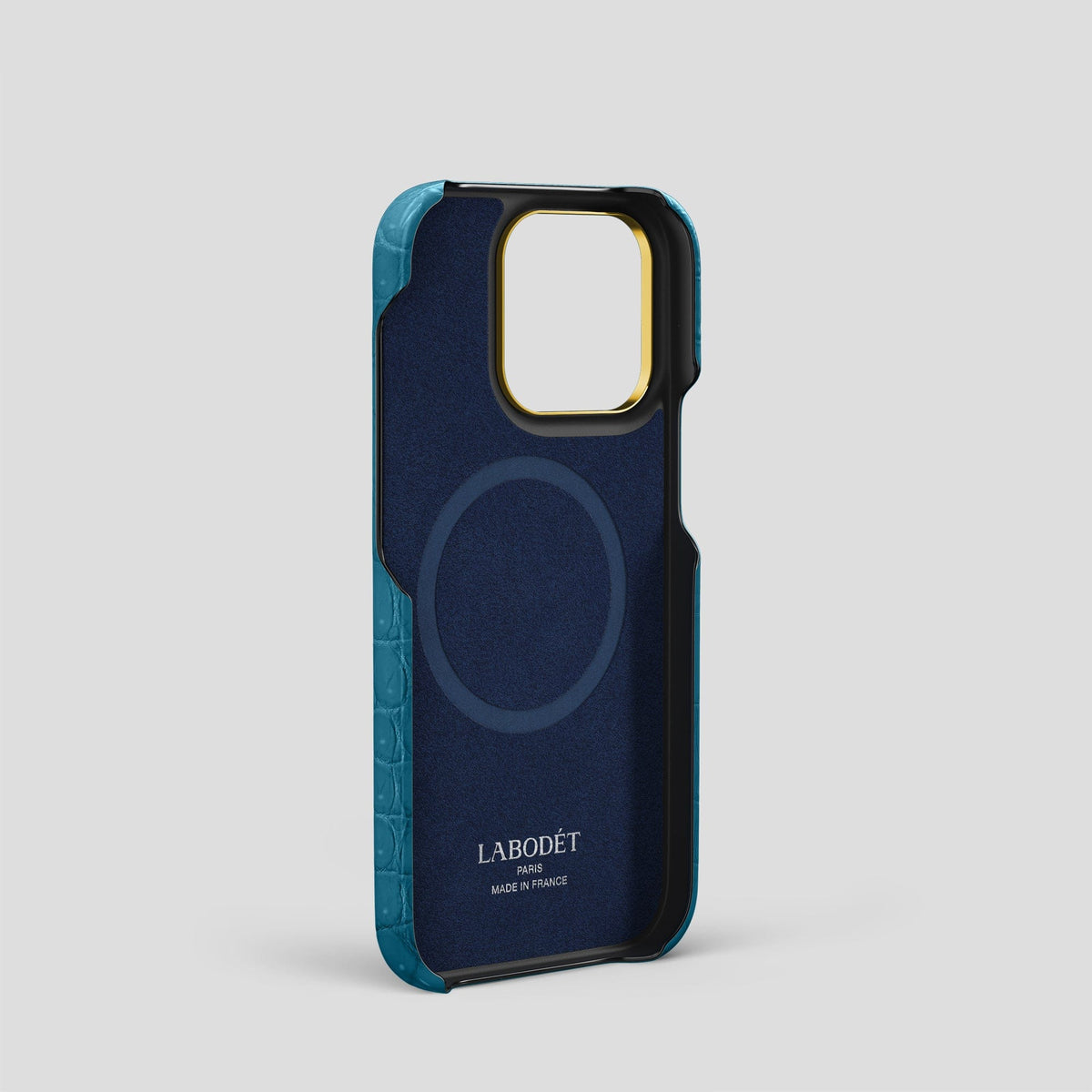 Duck-Blue iPhone 14 Pro Classic Case with Gold Metal -4 | Duck-Blue-Gold