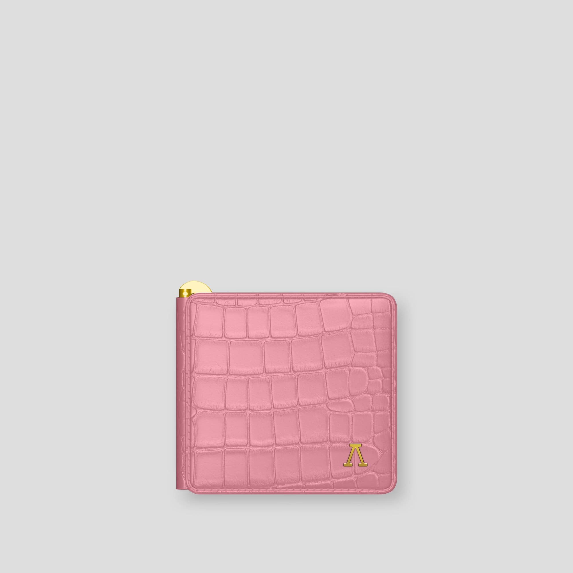 Pink Genuine Crocodile Alligator Leather Long Wallet Card Holder Money Clip  zip