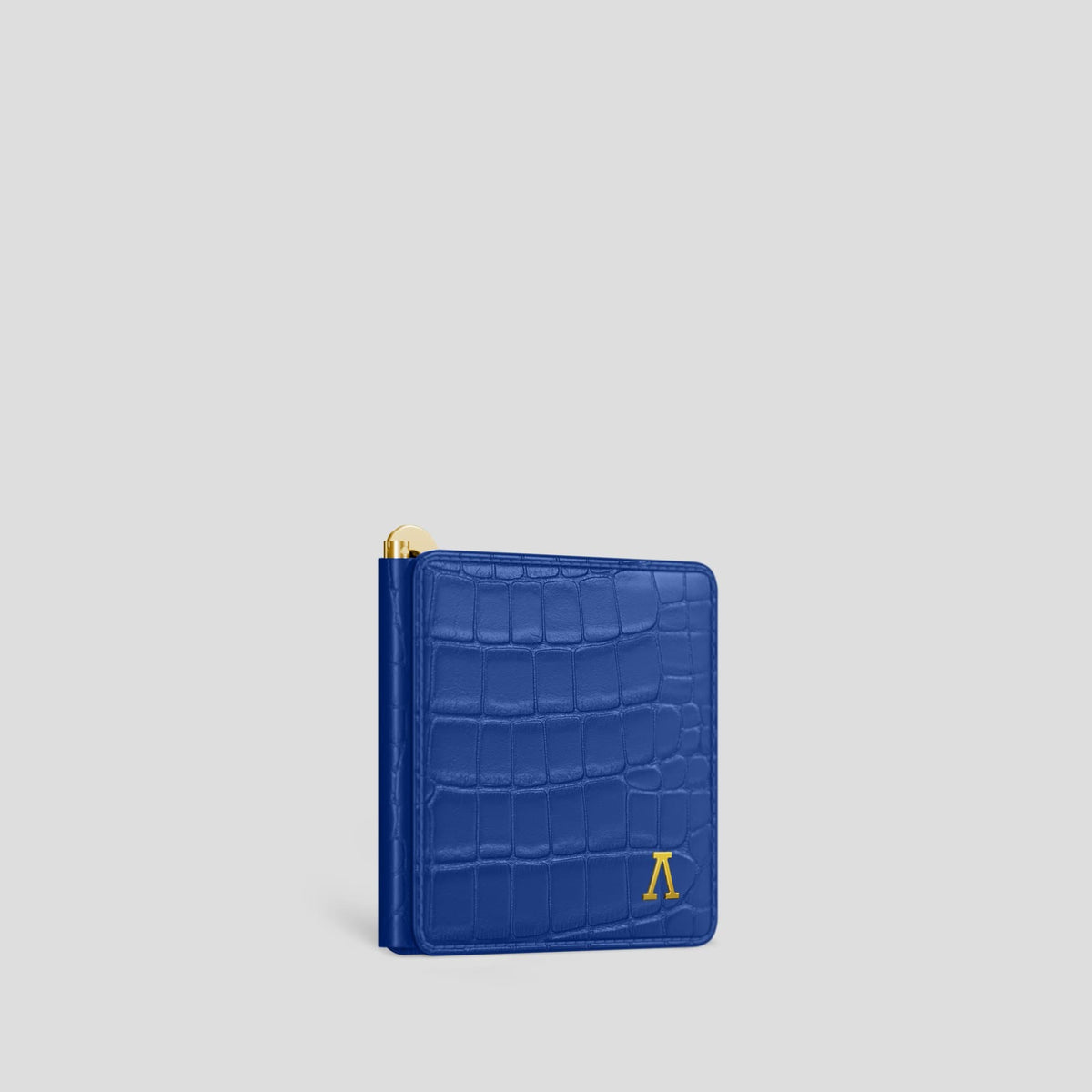 Royal Blue Money Clip Wallet Case Alligator with Gold Metal -2 | Royal-Blue-Gold