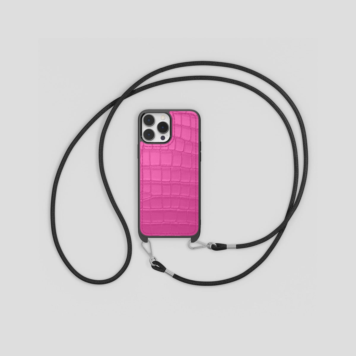 Fuchsia iPhone 14 Pro Crossbody Sport Case Alligator -7 | Fuchsia