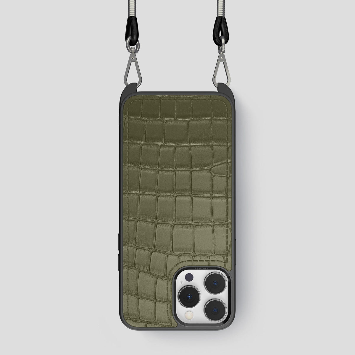 Kaki-Green iPhone 14 Pro Crossbody Sport Case Alligator -1 | Kaki-Green