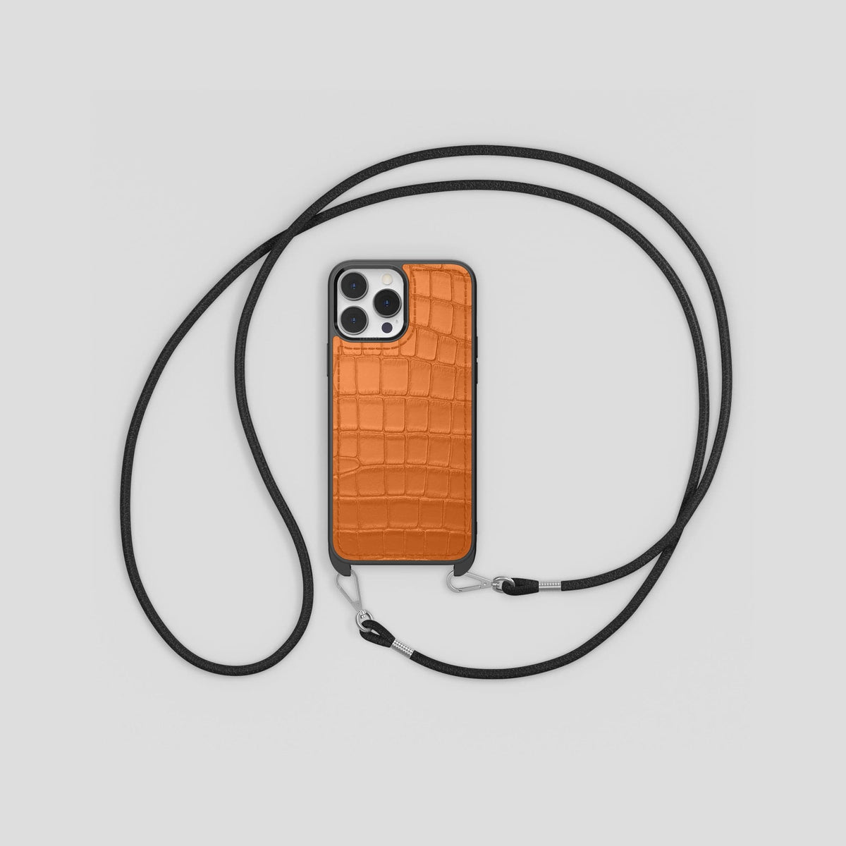 Orange iPhone 14 Pro Crossbody Sport Case Alligator -7 | Orange