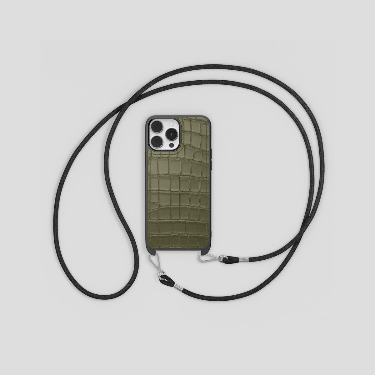Kaki-Green iPhone 14 Pro Max Crossbody Sport Case Alligator -7 | Kaki-Green