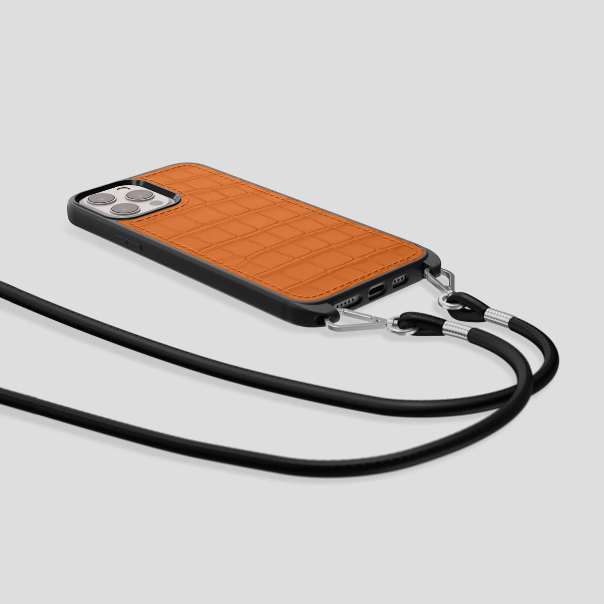Orange iPhone 14 Pro Max Crossbody Sport Case Alligator -6 | Orange