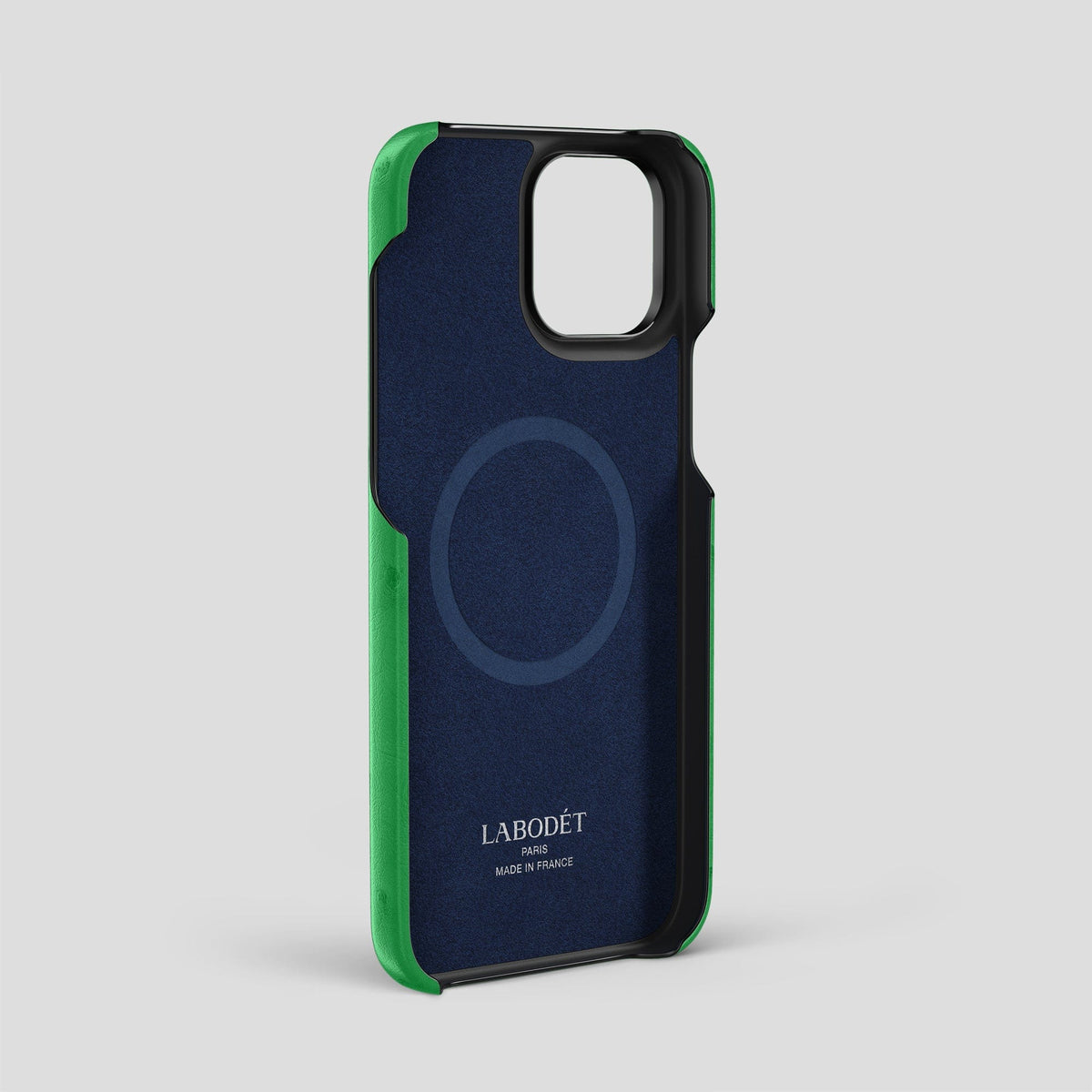 Kentucky Green iPhone 14 Pro Max Card Case Ostrich with Black Metal -4 | Kentucky-Green-Black
