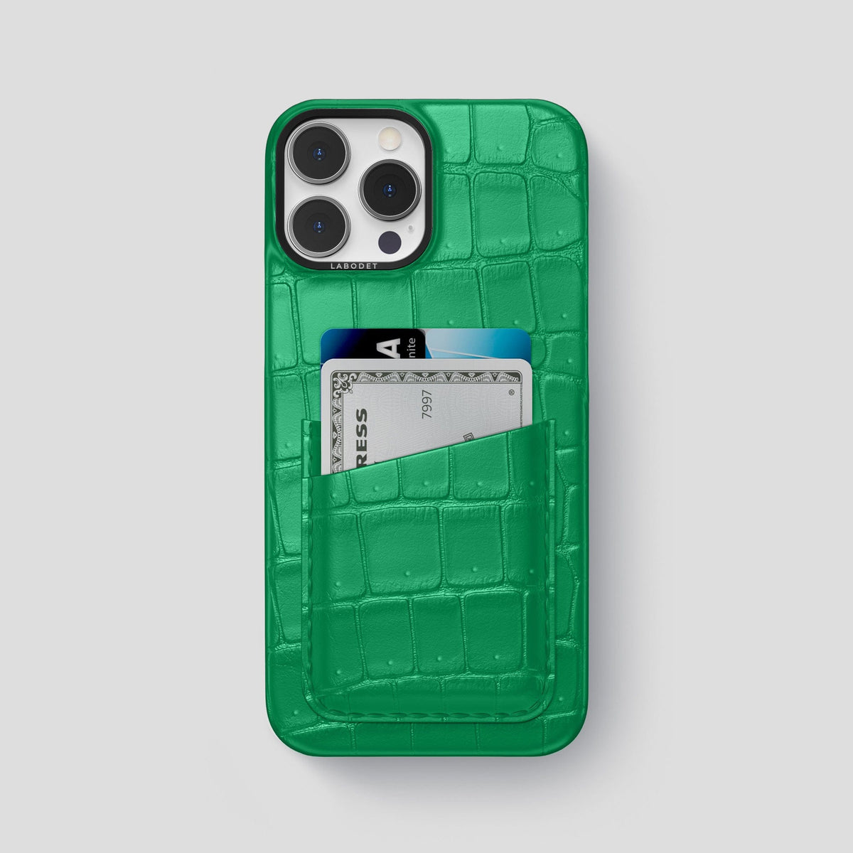 Cactus-Green iPhone 14 Pro Max Porosus Crocodile Porosus Crocodile with Black Metal -1 | Cactus-Green-Black