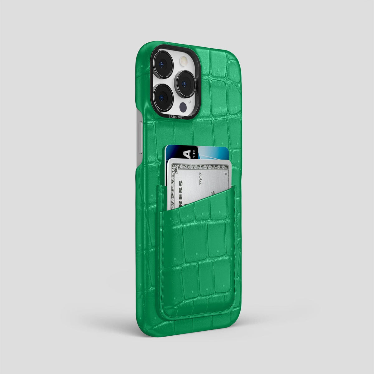 Cactus-Green iPhone 14 Pro Max Porosus Crocodile Porosus Crocodile with Black Metal -2 | Cactus-Green-Black