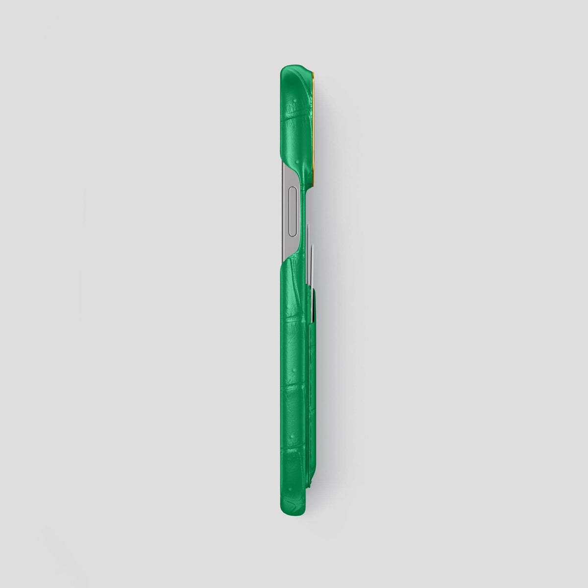 Cactus-Green iPhone 14 Pro Max Porosus Crocodile Porosus Crocodile with Gold Metal -3 | Cactus-Green-Gold