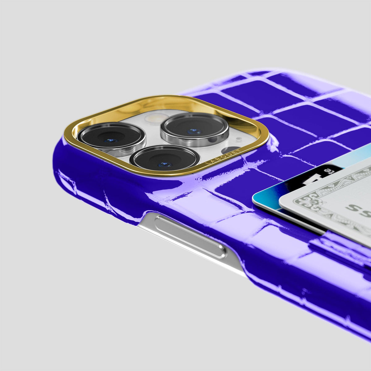 Royal Blue iPhone 14 Pro Max Classic Case Shiny Alligator with Gold Metal -5 | Royal-Blue-Gold