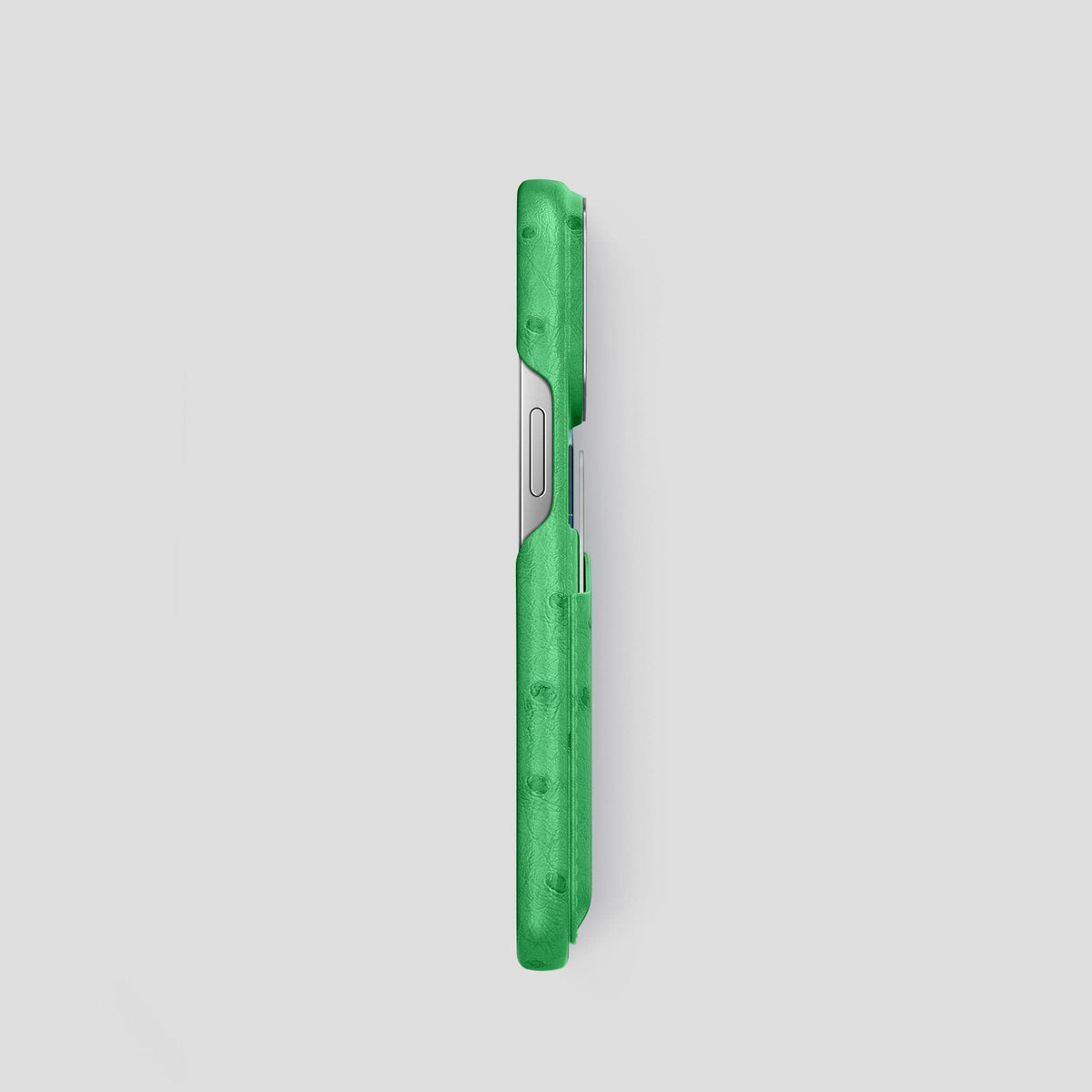 Kentucky Green iPhone 14 Pro Card Case Ostrich with Steel Metal -3 | Kentucky-Green-Steel