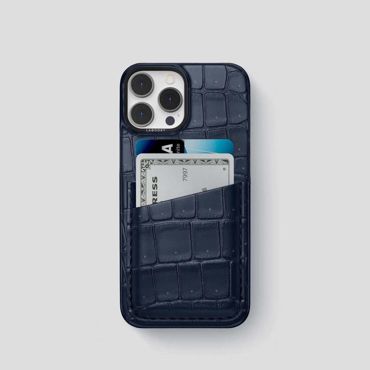 Deep Blue Sea iPhone 14 Pro Porosus Crocodile Porosus Crocodile with Black Metal -1 | Deep-Blue-Sea-Black