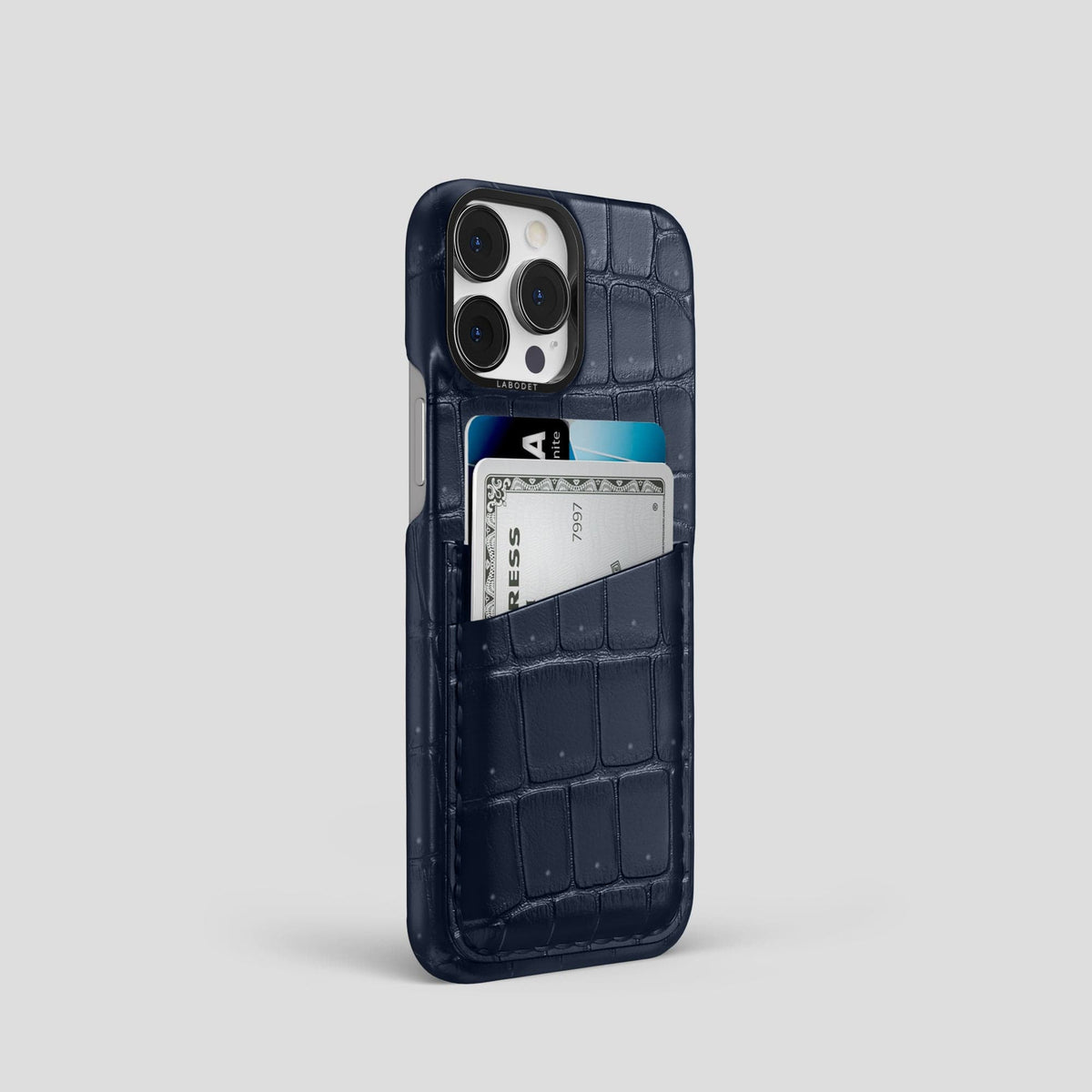 Deep Blue Sea iPhone 14 Pro Porosus Crocodile Porosus Crocodile with Black Metal -2 | Deep-Blue-Sea-Black