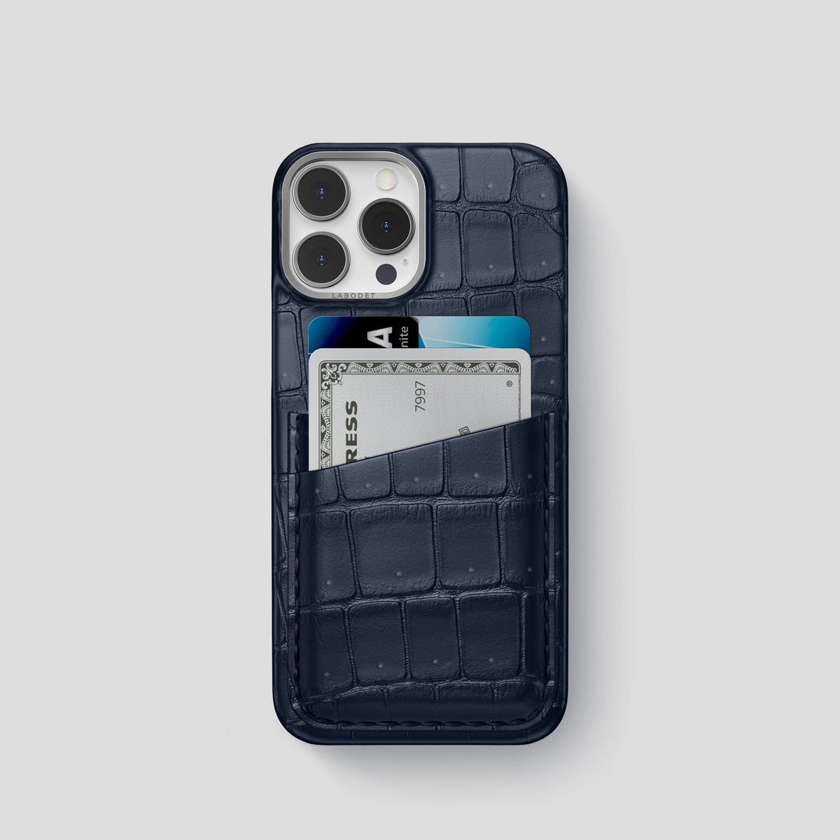 Deep Blue Sea iPhone 14 Pro Porosus Crocodile Porosus Crocodile with Steel Metal -1 | Deep-Blue-Sea-Steel