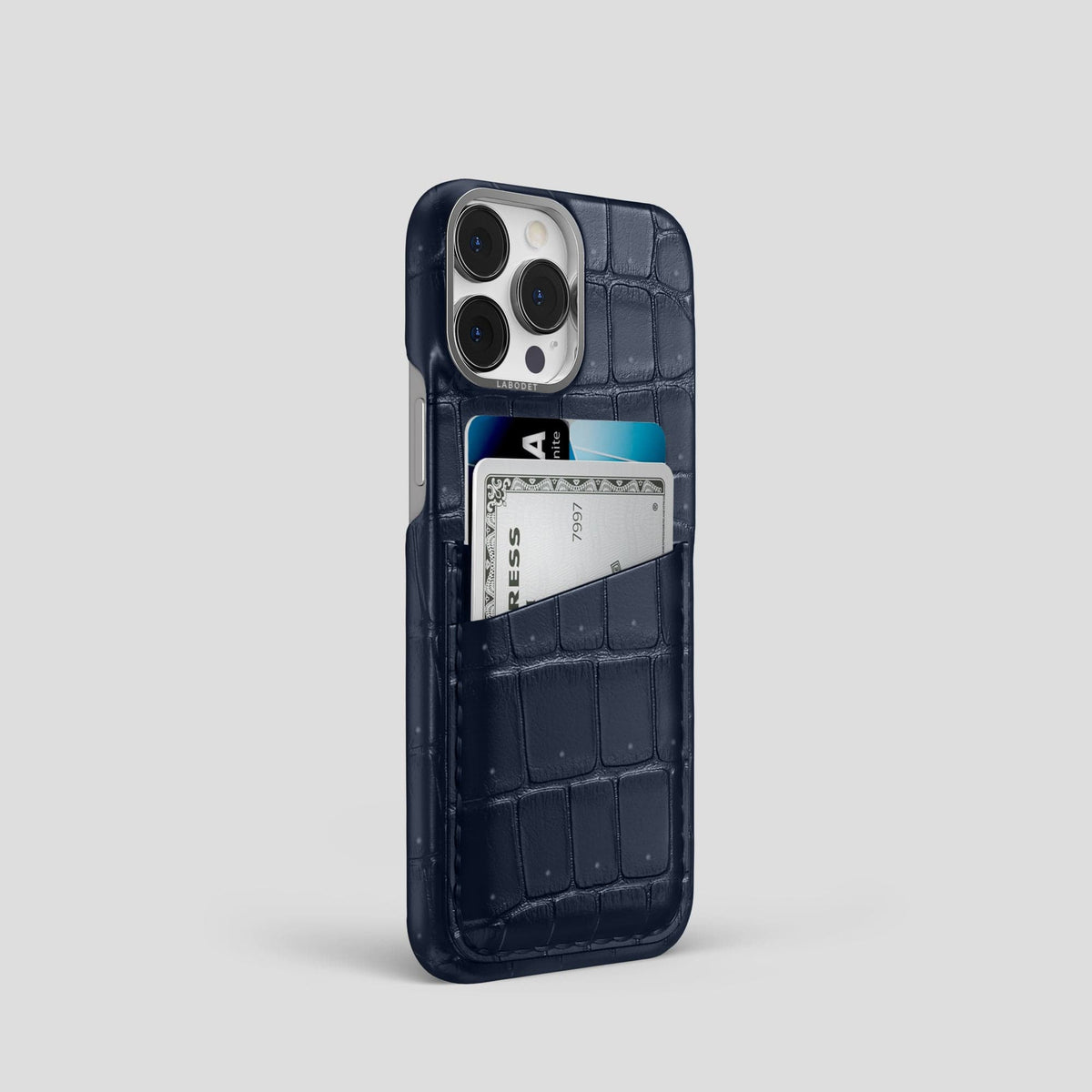 Deep Blue Sea iPhone 14 Pro Porosus Crocodile Porosus Crocodile with Steel Metal -2 | Deep-Blue-Sea-Steel