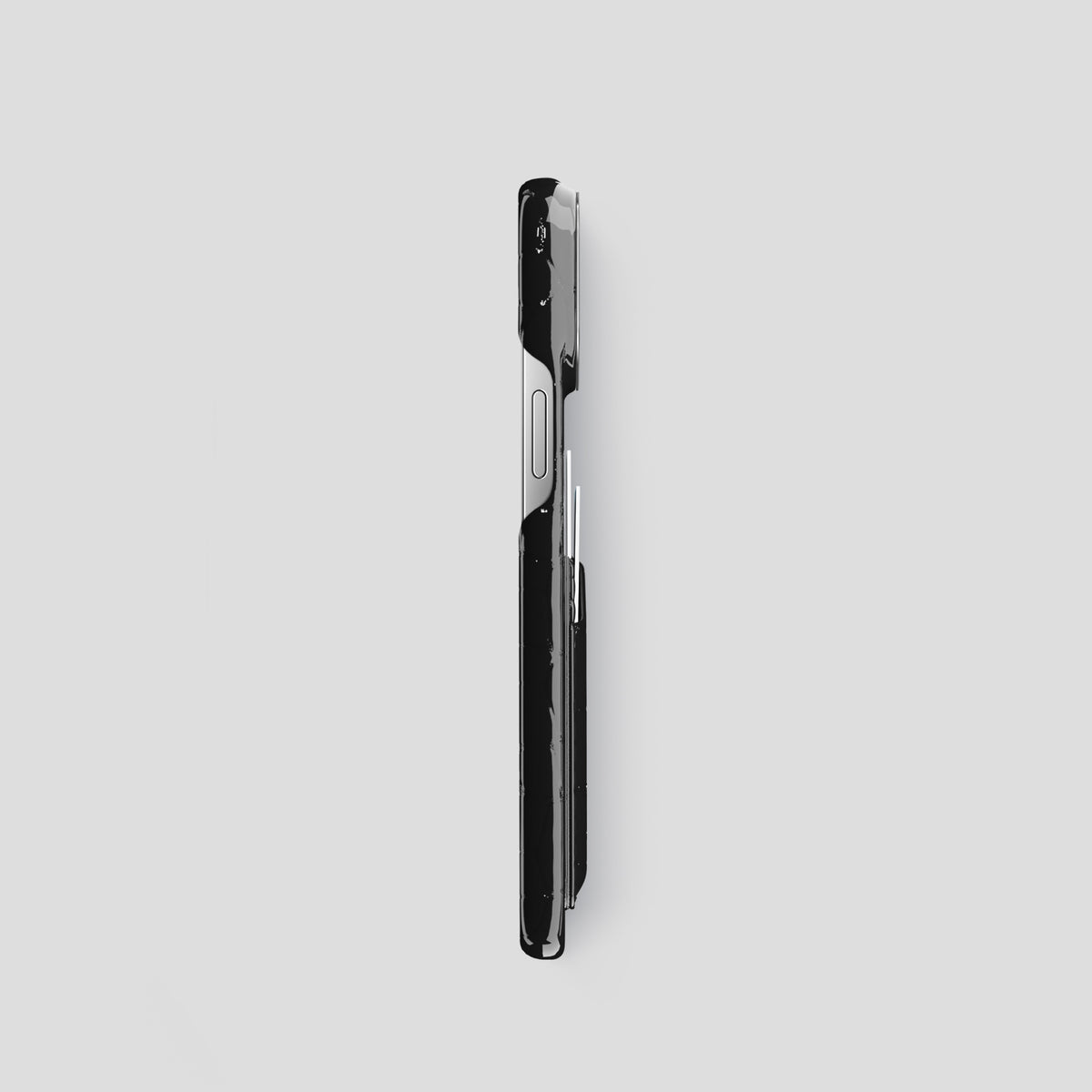 Black iPhone 14 Shiny Alligator with Steel Metal -3 | Black-Steel