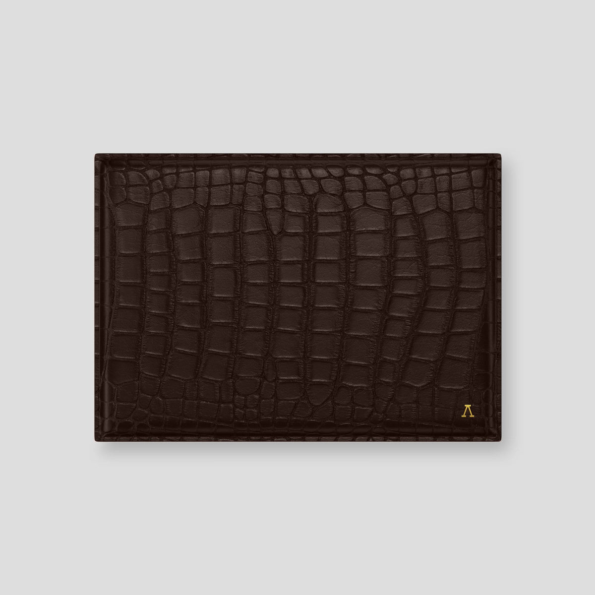 Dark Brown Envelope MacBook Pro 16 Alligator with Gold Metal -1 | Dark-Brown-Gold
