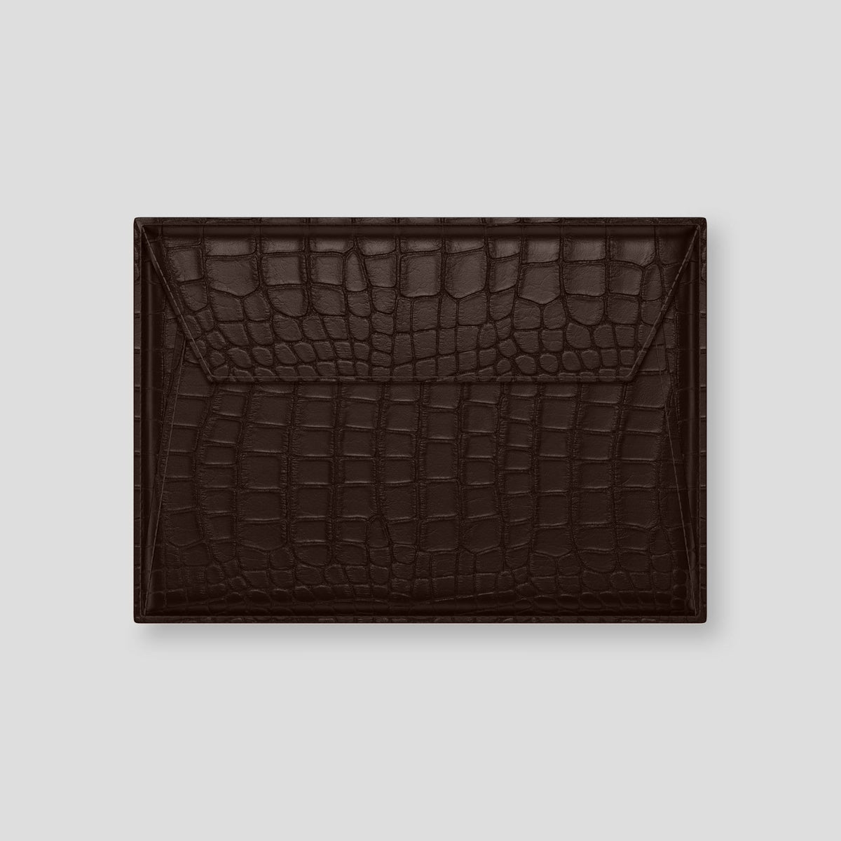 Dark Brown Envelope MacBook Pro 16 Alligator with Gold Metal -2 | Dark-Brown-Gold
