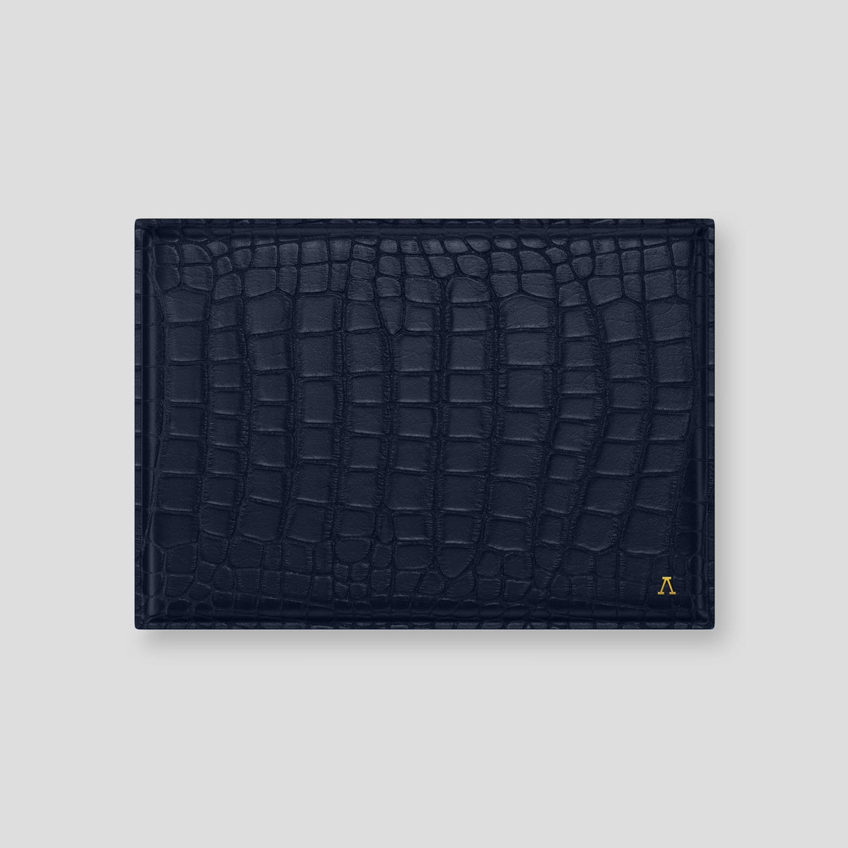 Navy Blue Envelope MacBook Pro 16 Alligator with Gold Metal -1 | Navy-Blue-Gold
