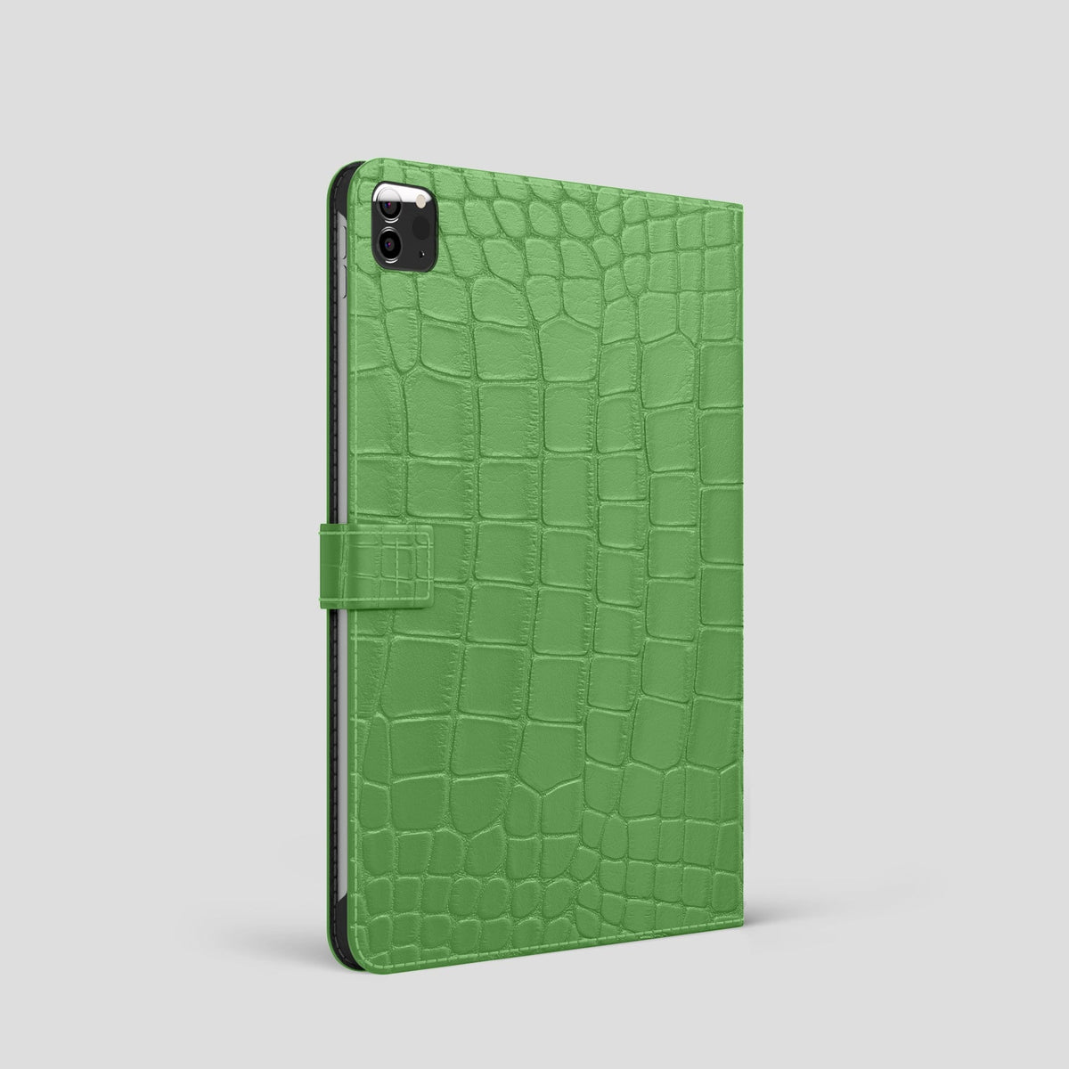Apple-Green iPad Pro 11-inch Folio Case Alligator with Gold Metal -1 | Apple-Green-Gold