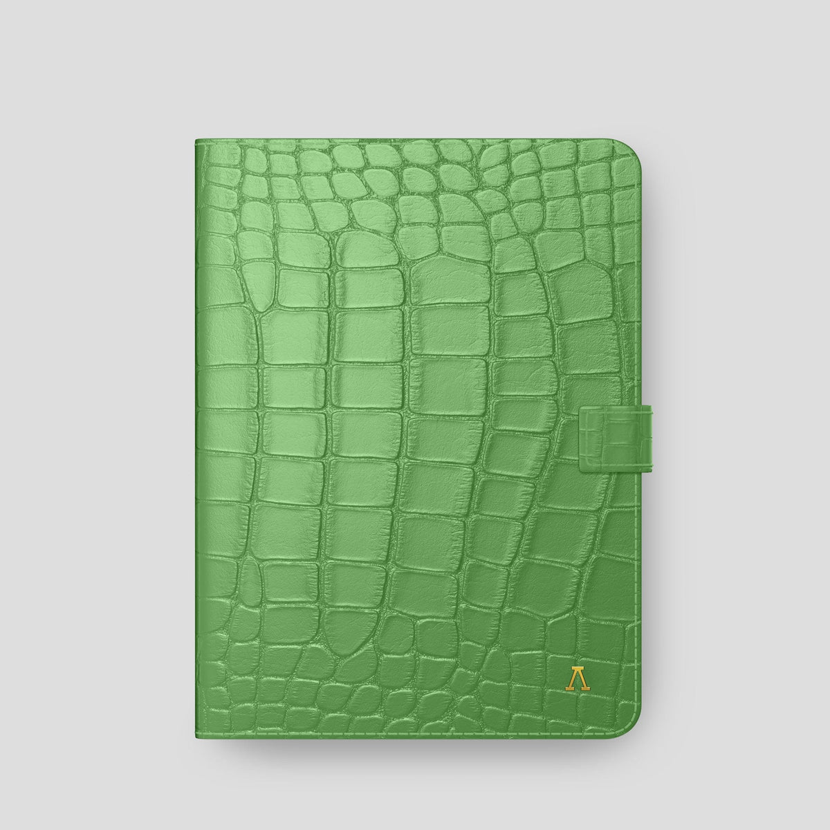 Apple-Green iPad Pro 11-inch Folio Case Alligator with Gold Metal -4 | Apple-Green-Gold