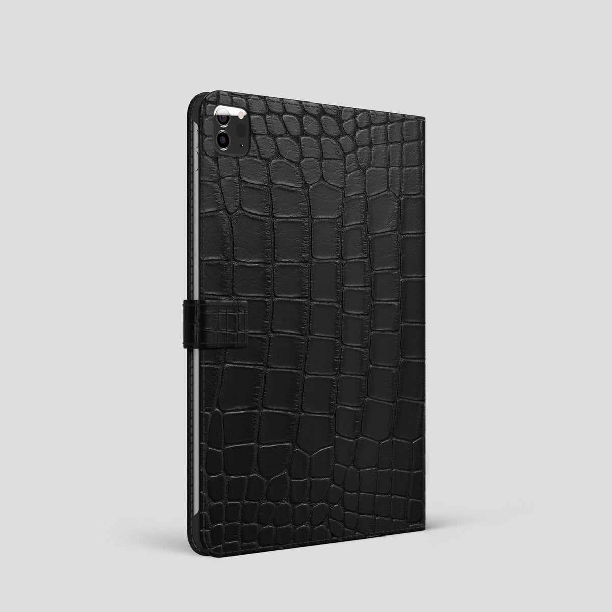 Black iPad Pro 11-inch Folio Case Alligator with Black Metal -1 | Black-Black