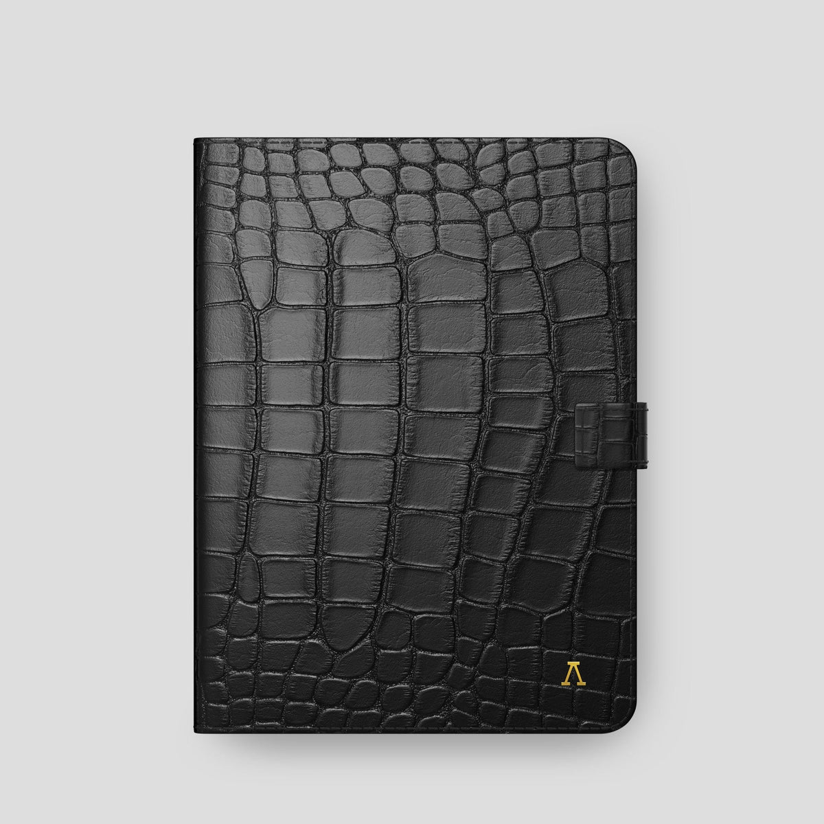 Black iPad Pro 11-inch Folio Case Alligator with Gold Metal -4 | Black-Gold