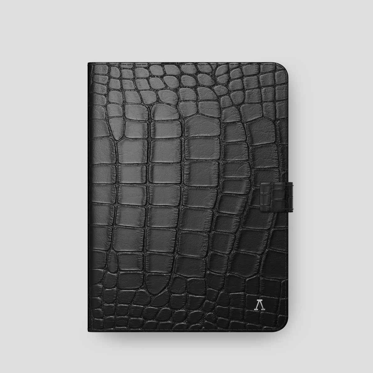Black iPad Pro 11-inch Folio Case Alligator with Steel Metal -4 | Black-Steel