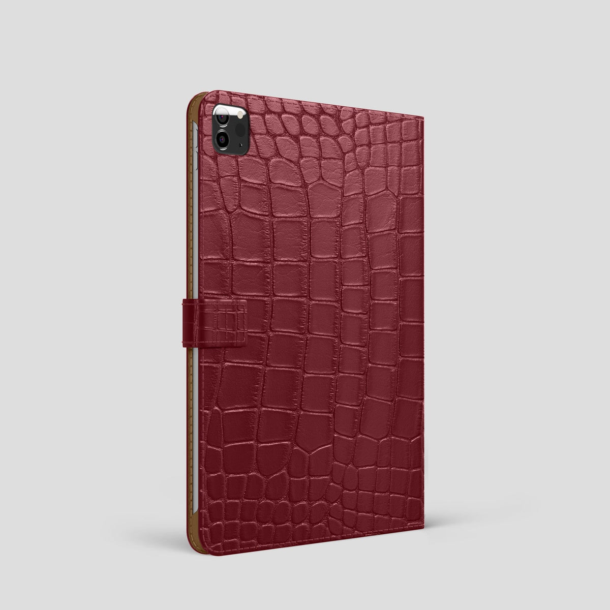 Burgundy iPad Pro 11-inch Folio Case Alligator with Black Metal -1 | Burgundy-Black