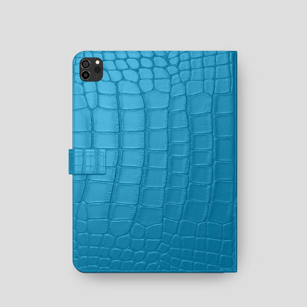 Curaçao-Blue iPad Pro 11-inch Folio Case Alligator with Black Metal -5 | Curaçao-Blue-Black