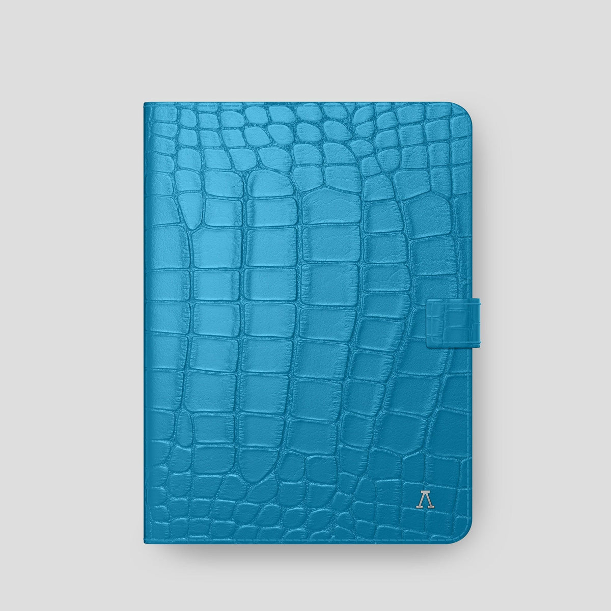 Curaçao-Blue iPad Pro 11-inch Folio Case Alligator with Steel Metal -4 | Curaçao-Blue-Steel