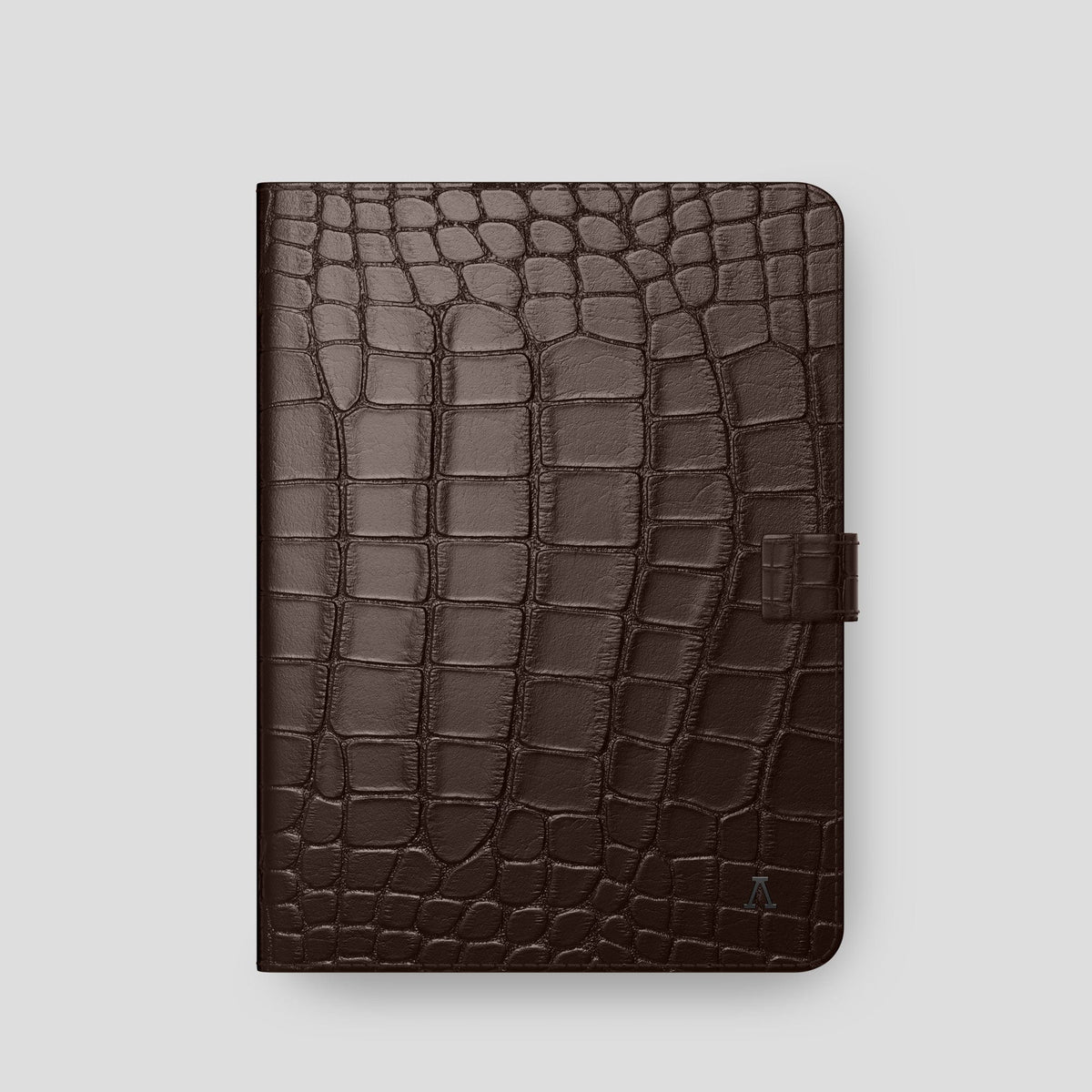 Dark Brown iPad Pro 11-inch Folio Case Alligator with Black Metal -4 | Dark-Brown-Black