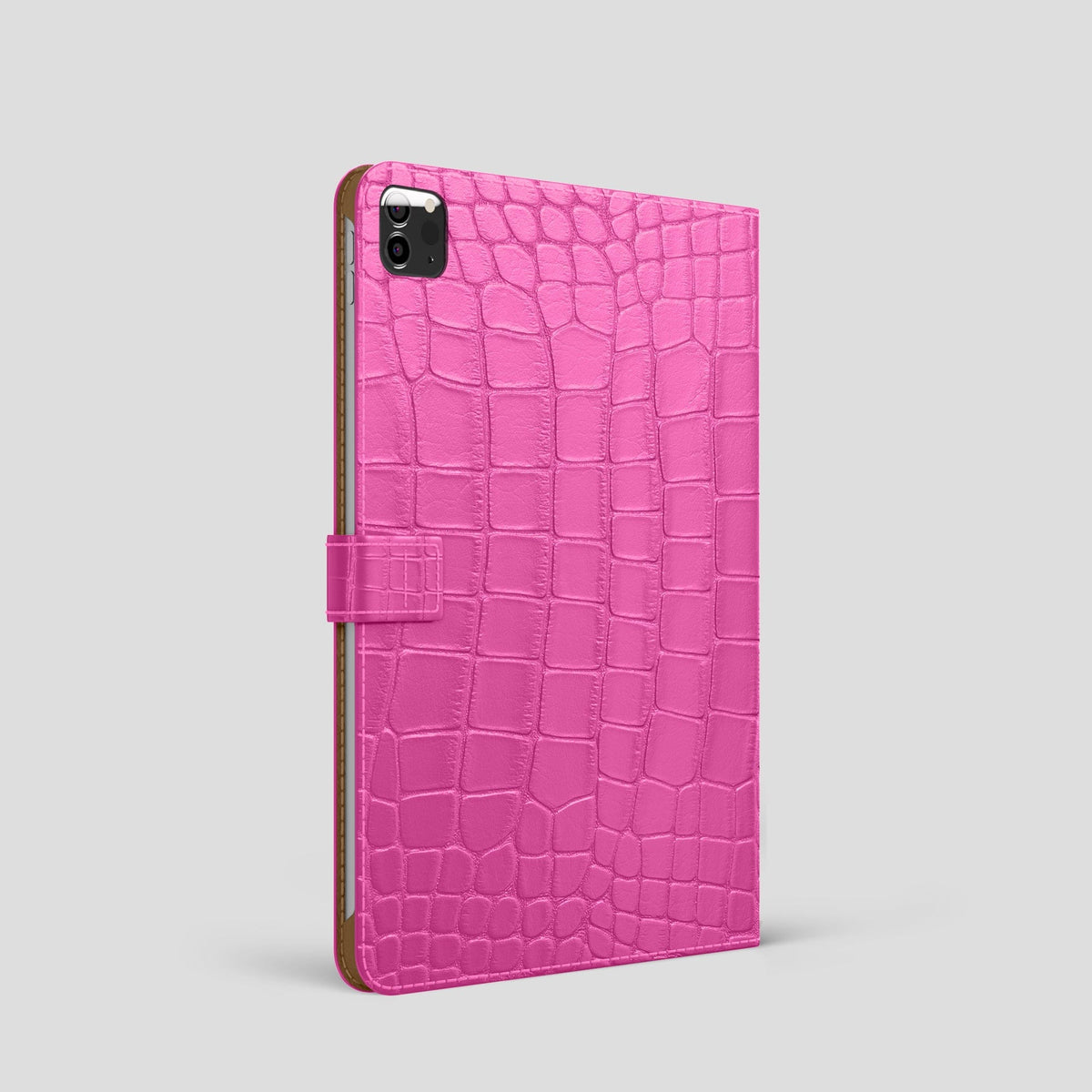 Fuchsia iPad Pro 11-inch Folio Case Alligator with Black Metal -1 | Fuchsia-Black
