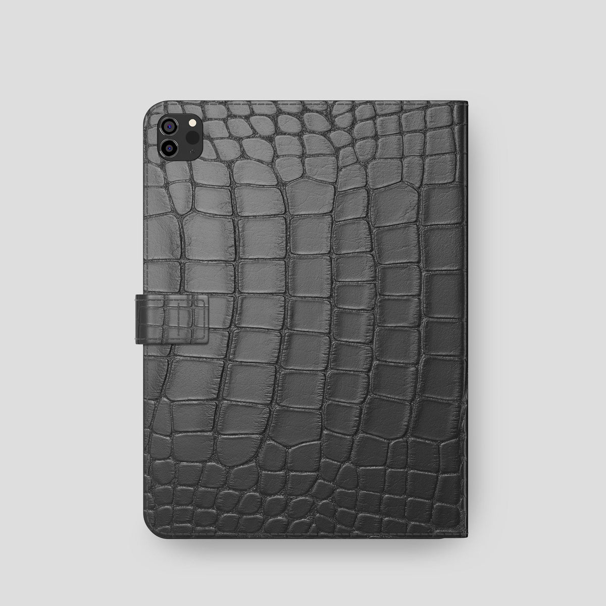 Grey iPad Pro 11-inch Folio Case Alligator with Black Metal -5 | Grey-Black