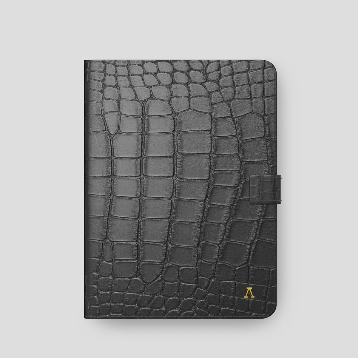 Grey iPad Pro 11-inch Folio Case Alligator with Gold Metal -4 | Grey-Gold
