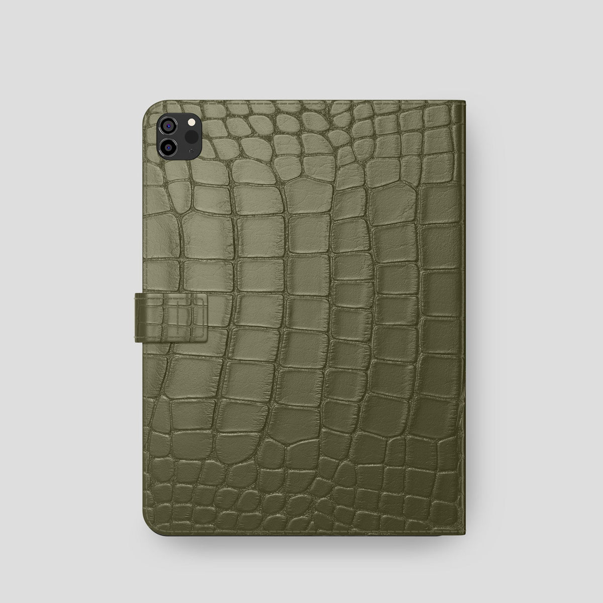 Kaki-Green iPad Pro 11-inch Folio Case Alligator with Gold Metal -5 | Kaki-Green-Gold
