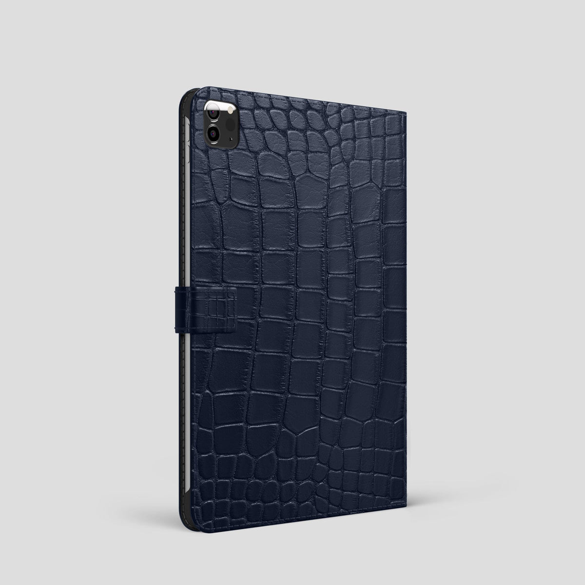 Navy Blue iPad Pro 11-inch Folio Case Alligator with Black Metal -1 | Navy-Blue-Black