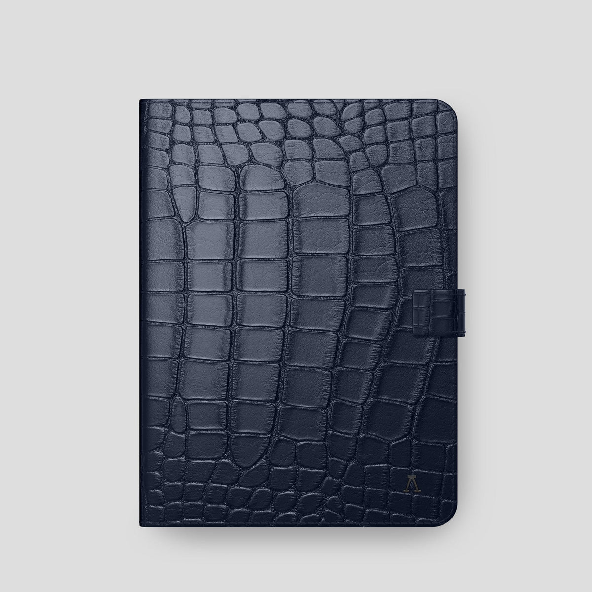 Navy Blue iPad Pro 11-inch Folio Case Alligator with Black Metal -4 | Navy-Blue-Black
