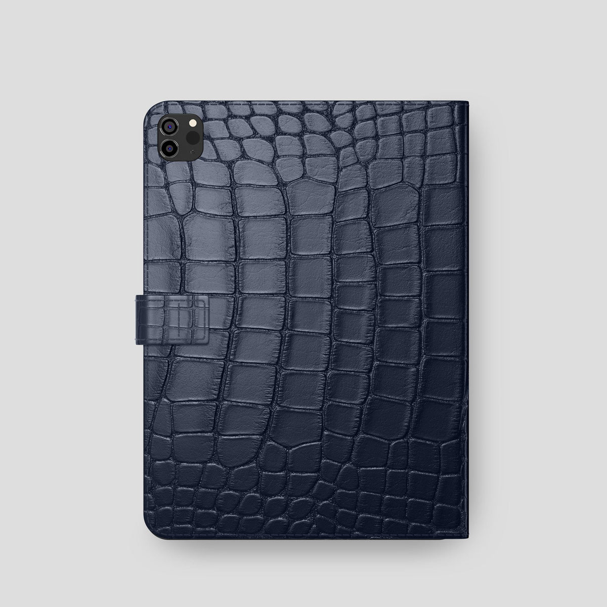 Navy Blue iPad Pro 11-inch Folio Case Alligator with Gold Metal -5 | Navy-Blue-Gold