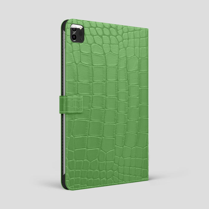 Apple-Green iPad Pro 12.9-inch Folio Case Alligator with Black Metal -1 | Apple-Green-Black